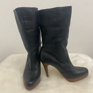 Bakers Black Ankle Booties Heeled Boots Leather Rolled Cuff size 7M
Heel 5”